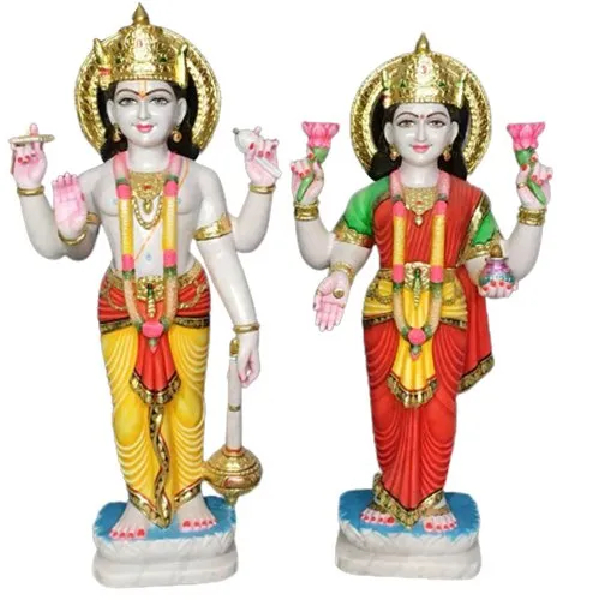 Latest Painted Marble Laxmi Vishnu God Statue price in India