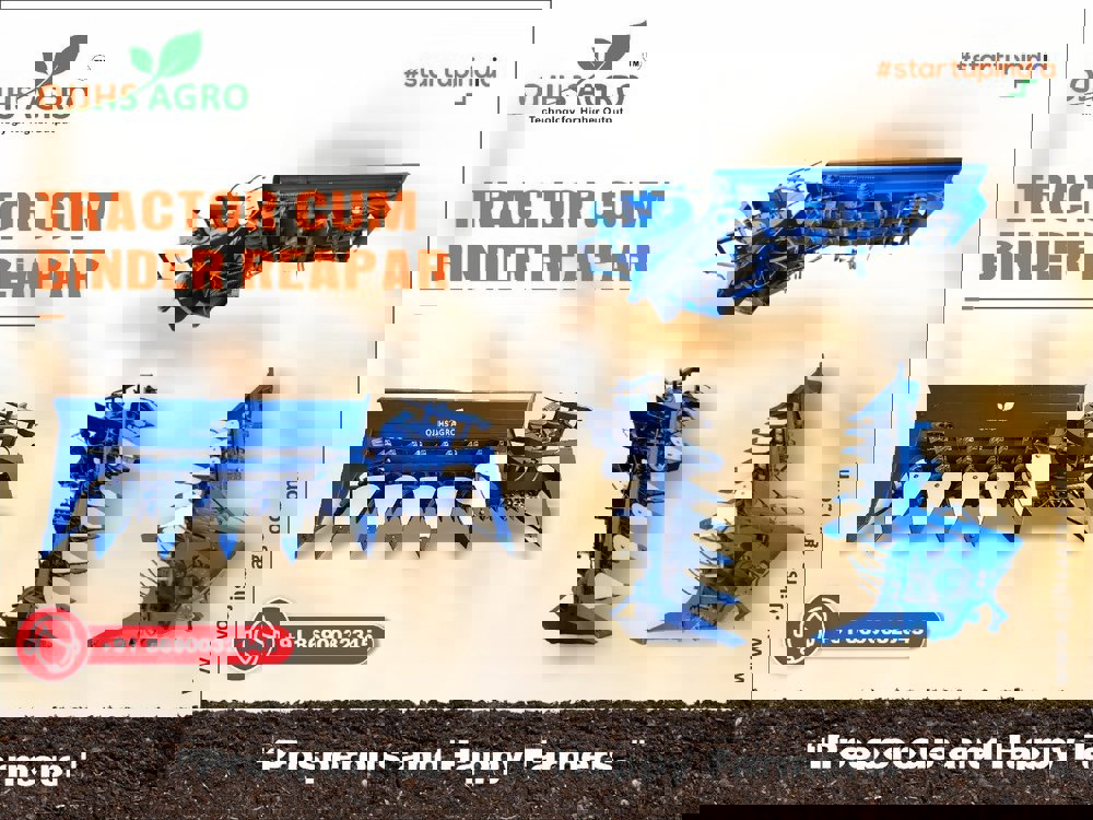 6-8 Feet Iron OJJHS AGRO TRACTOR CUM BINDER REAPER, 2 acres/hr, 10