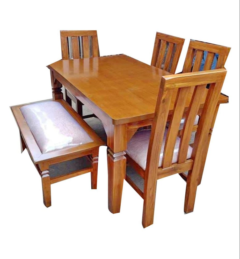 6 Seater Brown Wooden Dining Table Set in Dharwad Alankar furniture