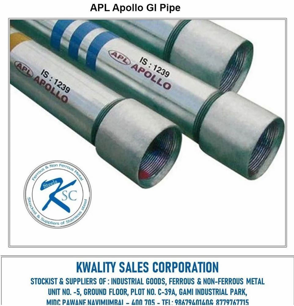 APL Apollo GI Pipe Price in MUMBAI, Maharashtra – ₹79 KWALITY