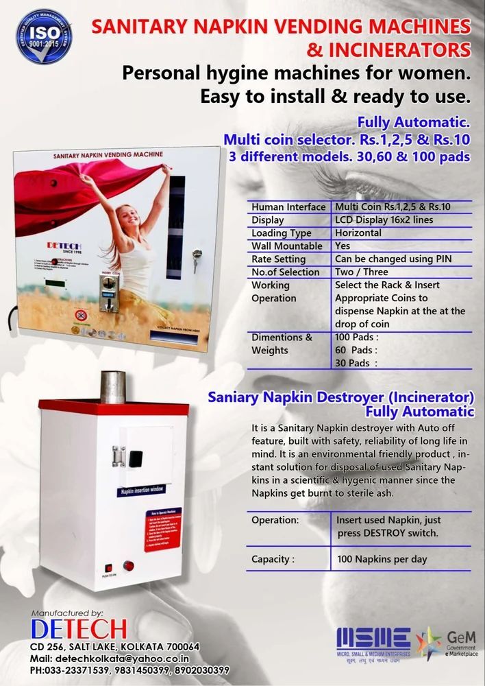 Automatic Sanitary Napkin Vending Machines in Kolkata DETECH