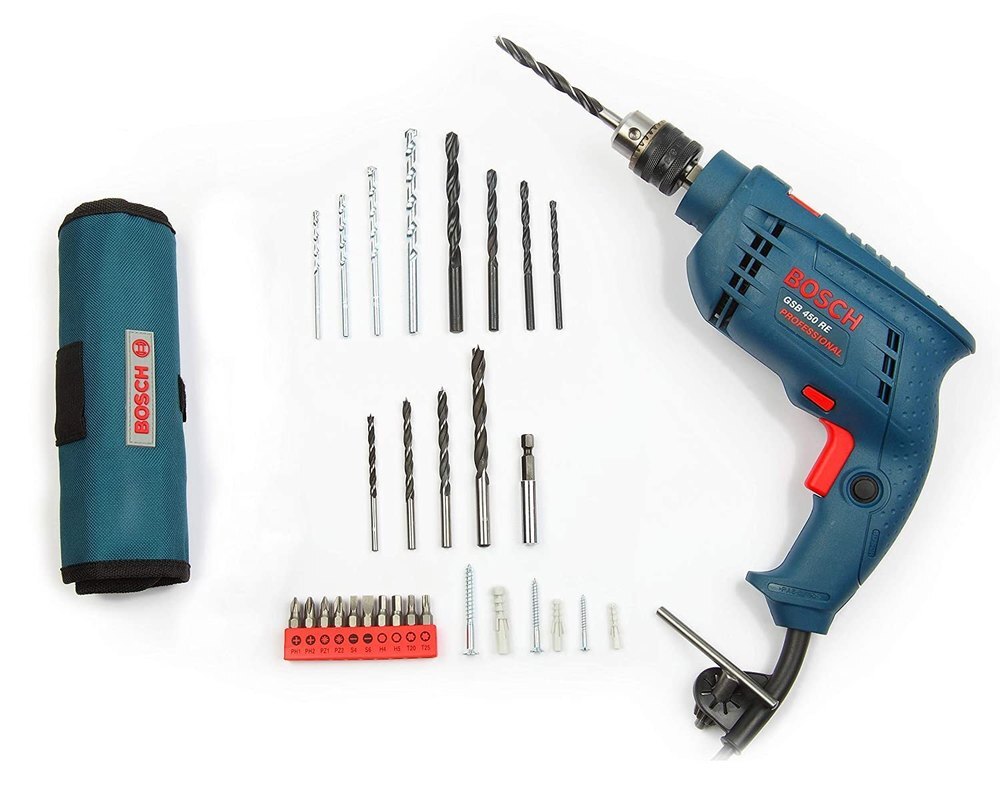 Bosch GSB 450-Watt Impact Drill Set (Blue, 100-Pieces