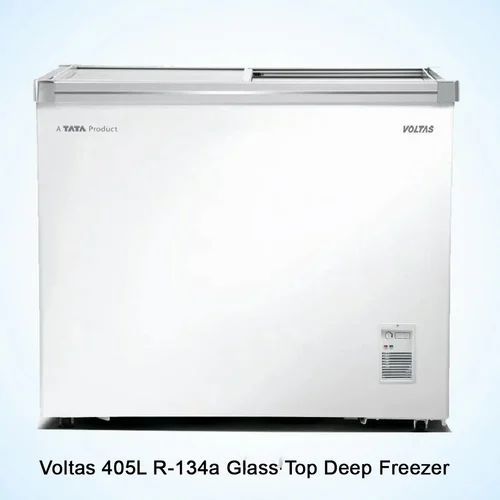 Double Door Voltas 405L R134a Glass Top Deep Freezer Manufacturer
