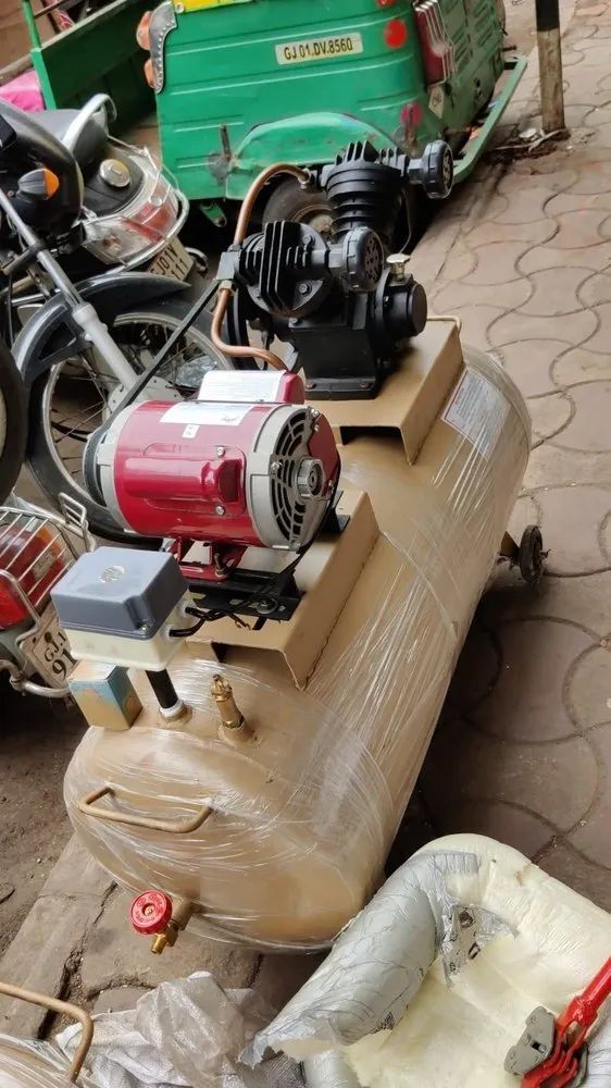 Double Piston Air Compressor 100 Liter Tank 1 Hp Godrej Motor Single