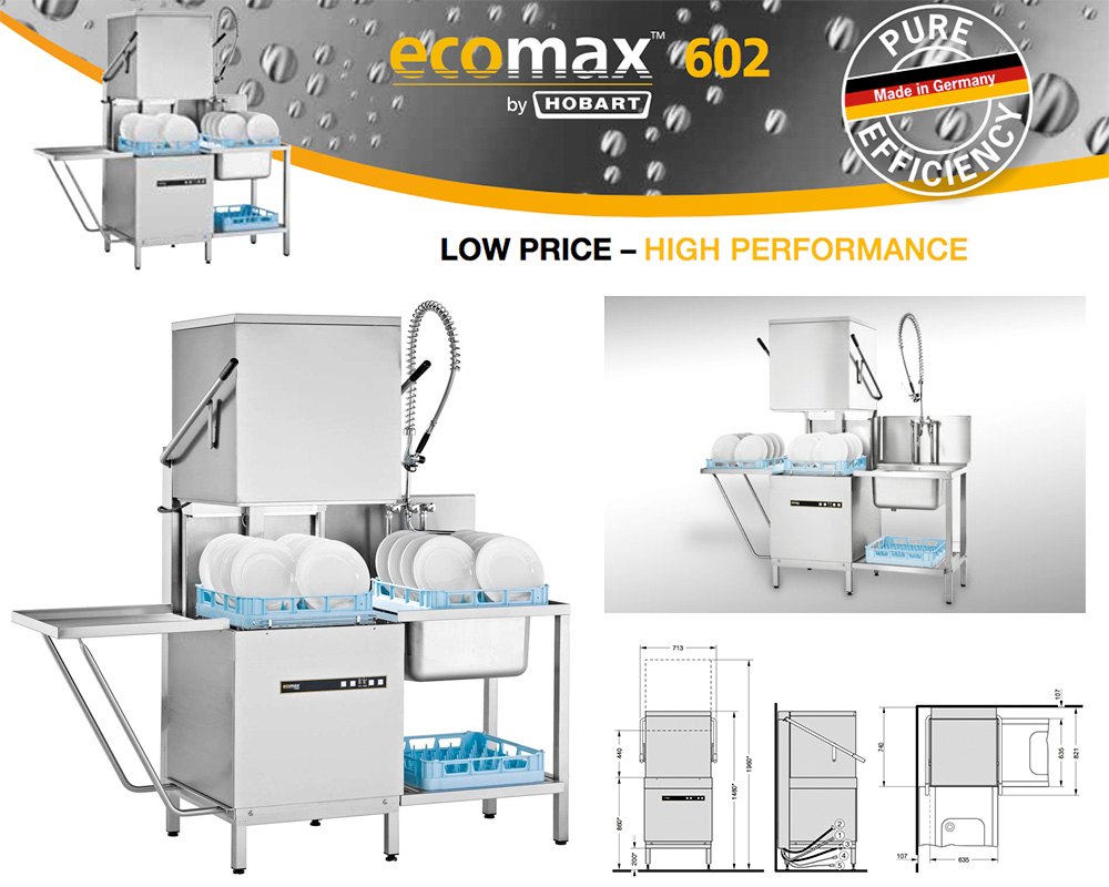 Eco Max Stainless Steel Hobart Dish Washer, Capacity(Place Setting