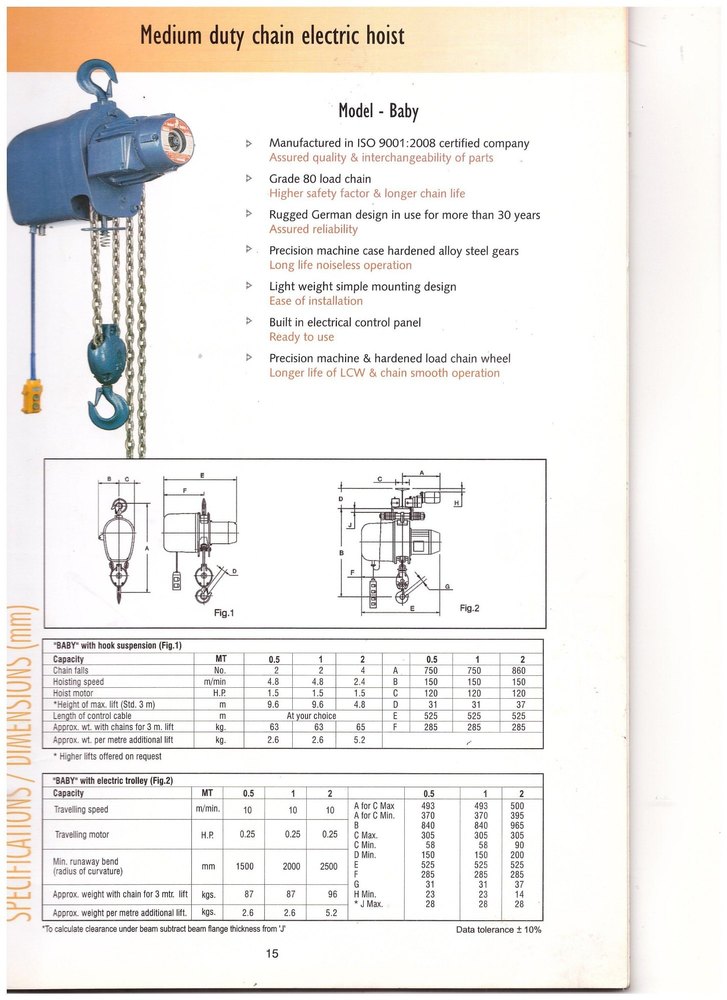 Electric Chain Hoist Indef in Delhi Mach Mill Engineers