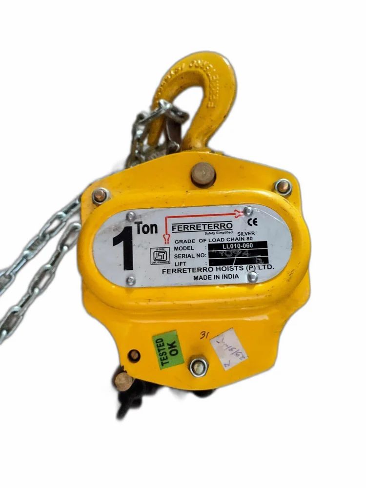 Ferreterro Mild Steel Chain Pulley Block, For Lifting Platform