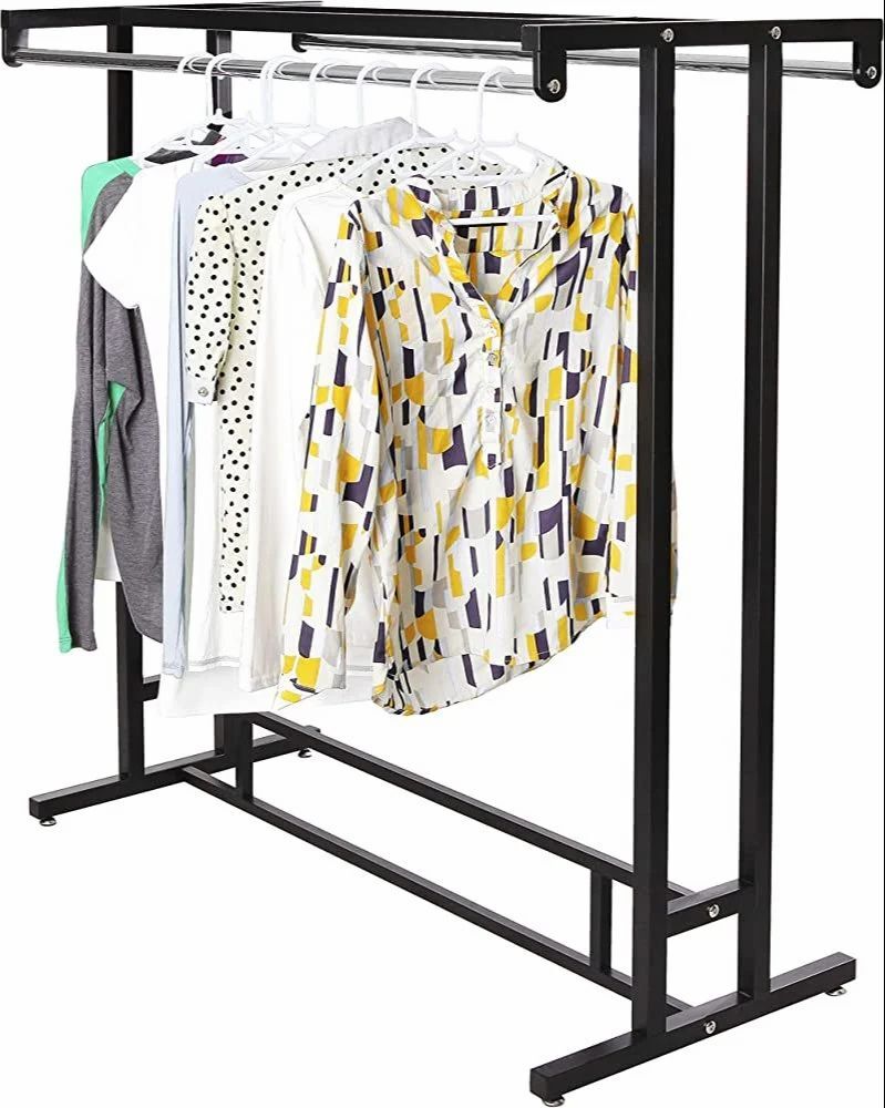 Mild Steel Double Sided Clothes Hanging Stand, For Shopping Mall, Black  Price in Delhi, Delhi – ₹4,000 SR SYSTEMS