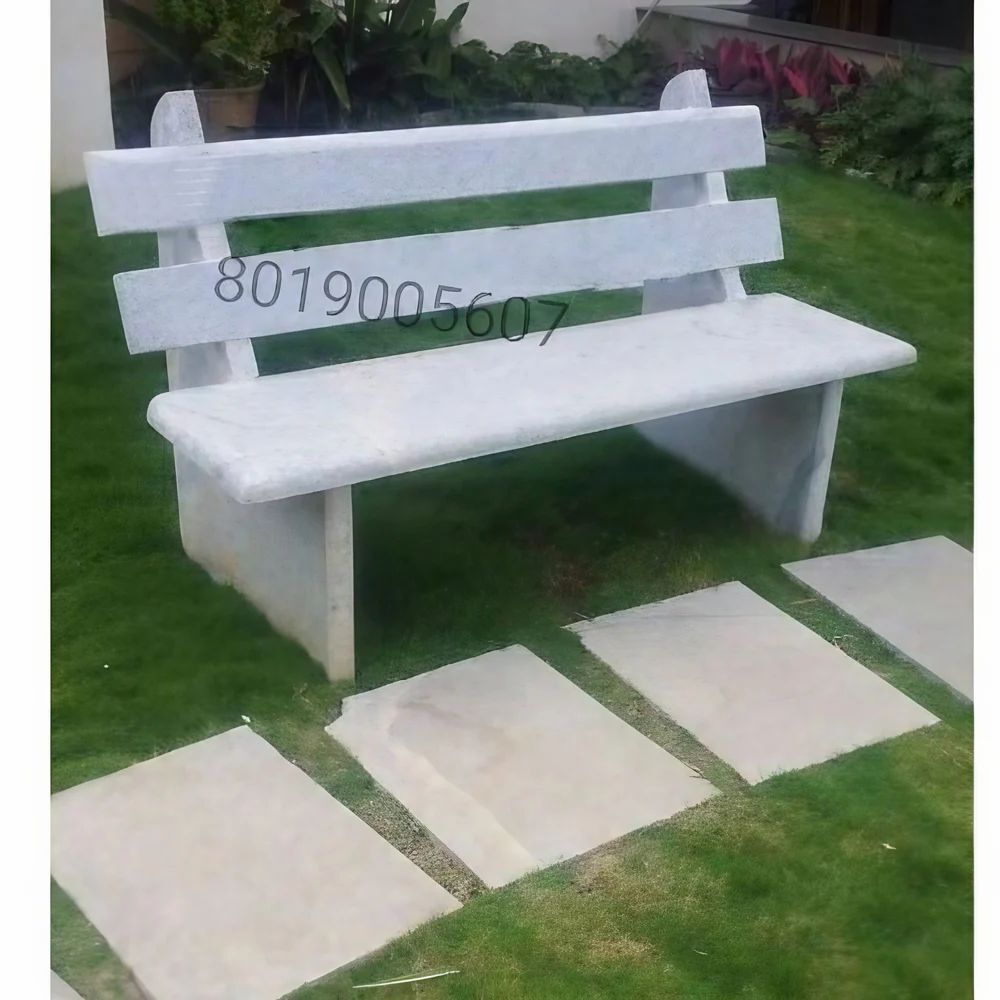Modern White Granite Garden Bench with Back Price in Ramakrishna Nager,  Telangana – ₹9,000 Royal tiles snd traders