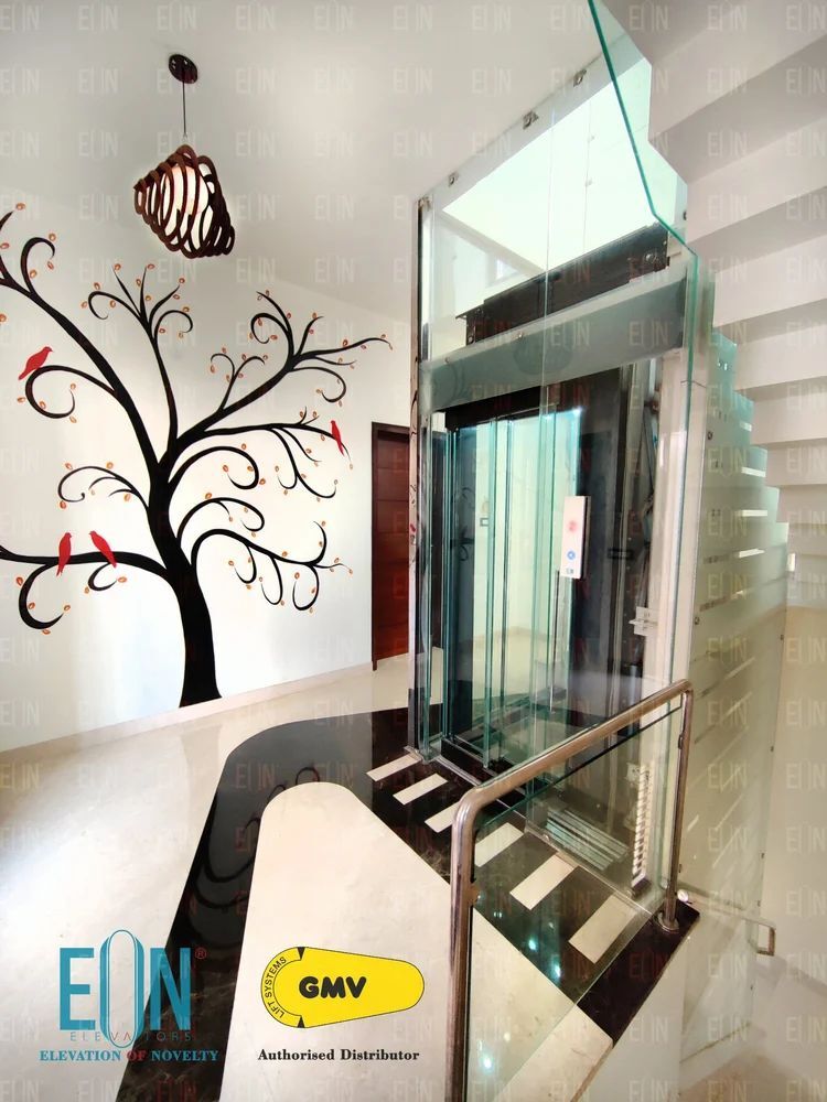 Passenger Lift Hydraulic Glass Lifts, Operating Height 4050 feet