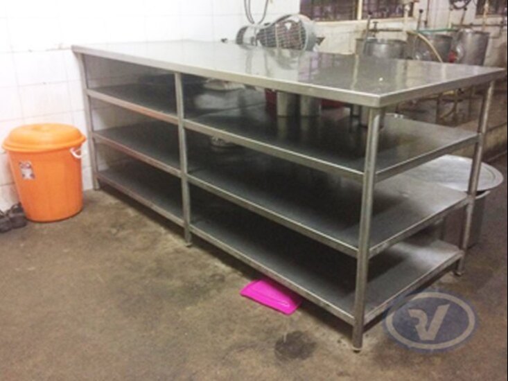 Polished SS Work Table With Three Under Shelf_RV Kitchen, For