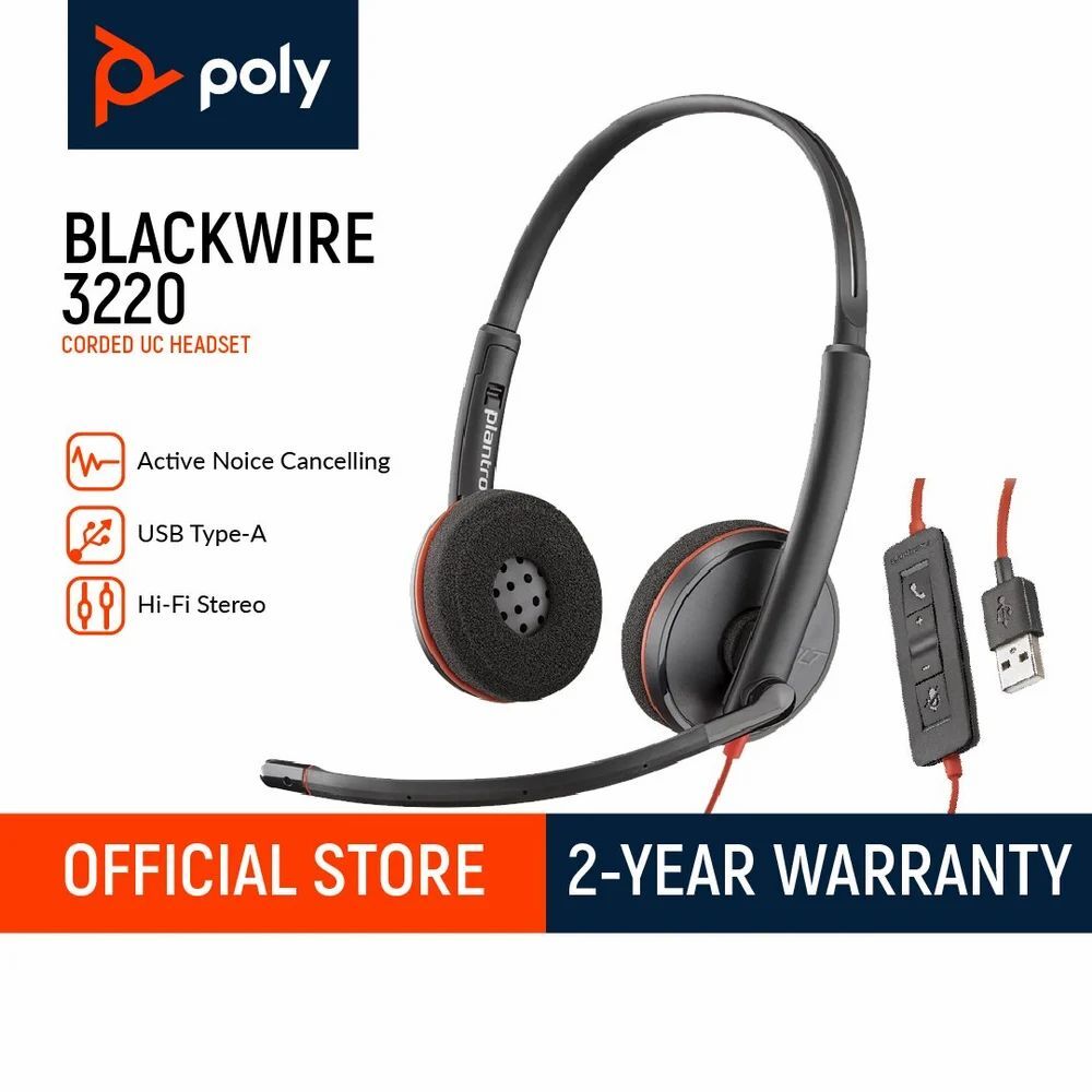 Poly Blackwire 3220 USB A, Headphone Price in Delhi, Delhi