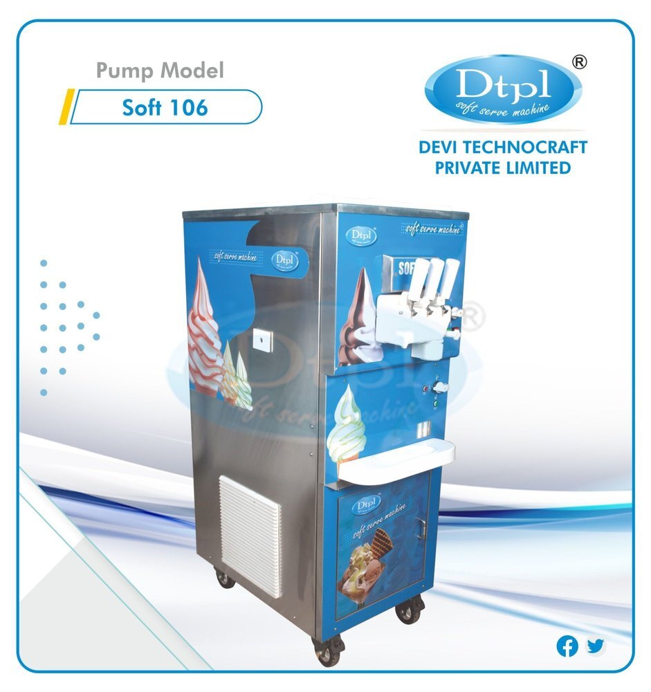 Stainless Steel Ripple Softy Ice Cream Machine SOFT 106, 8 + 8 Liter