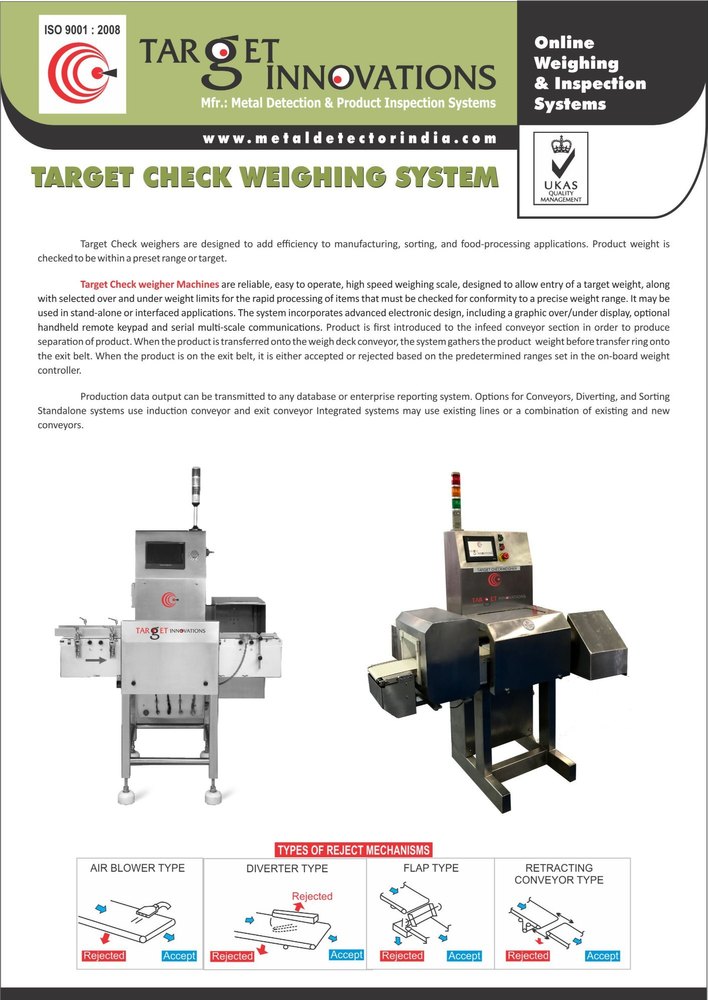 TARGET Online Check Weigher, For weight checking, 1kw in North Goa TARGET INNOVATIONS.