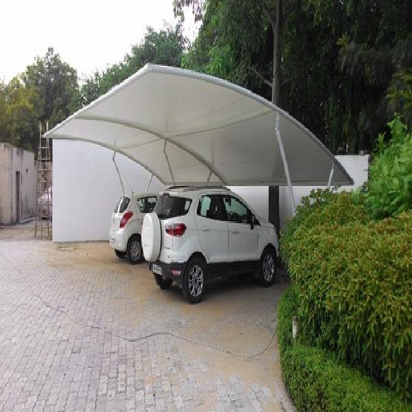 White Tensile Car Parking Structure