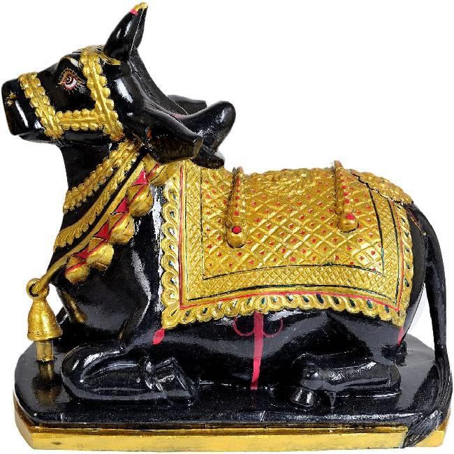 Nandi Maharaj Ji Black Marble And Cut Gold 2 Feet