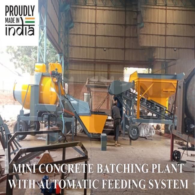 Electric Automatic Mobile Concrete Batching Plant, 900Liters
