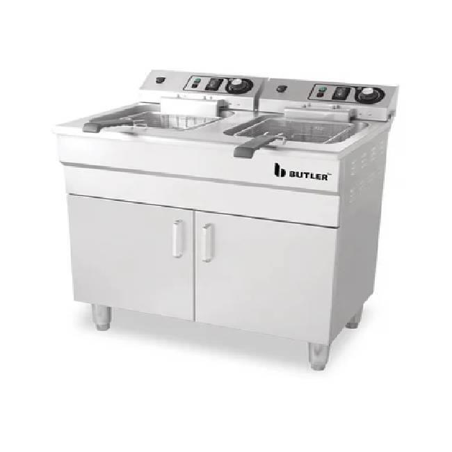 Floor standing 32 litre Double Tank Electric Fryer with 2 baskets