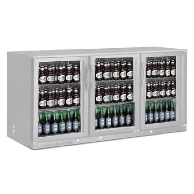 Three Door Back Bar in Stainless Steel
