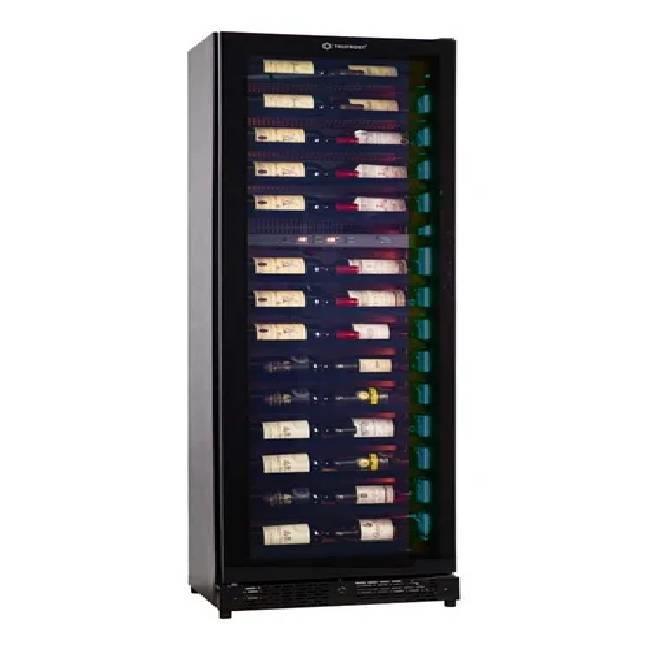 Dual Temperature Zone Slim Wine Cooler with changing lights - 54 bottles