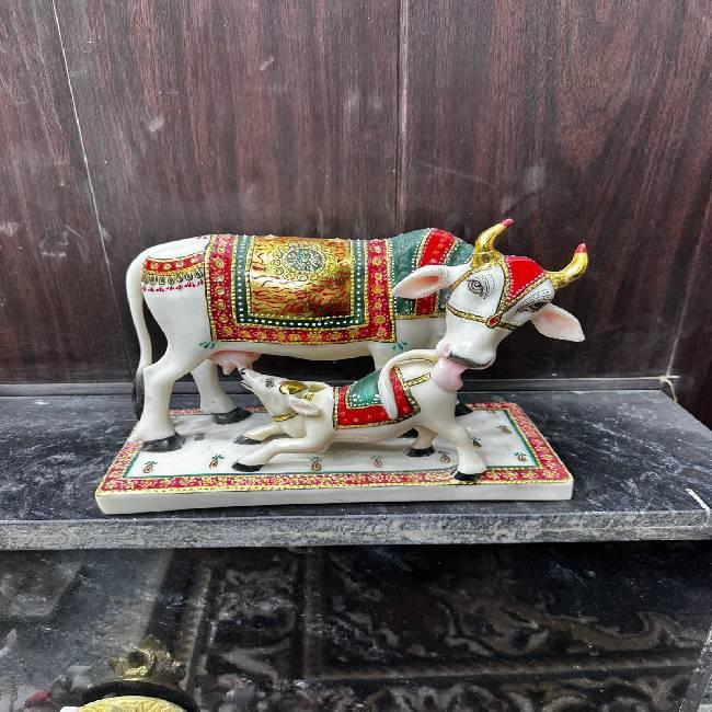 Marble Dust 12 Inch Cow With Calf