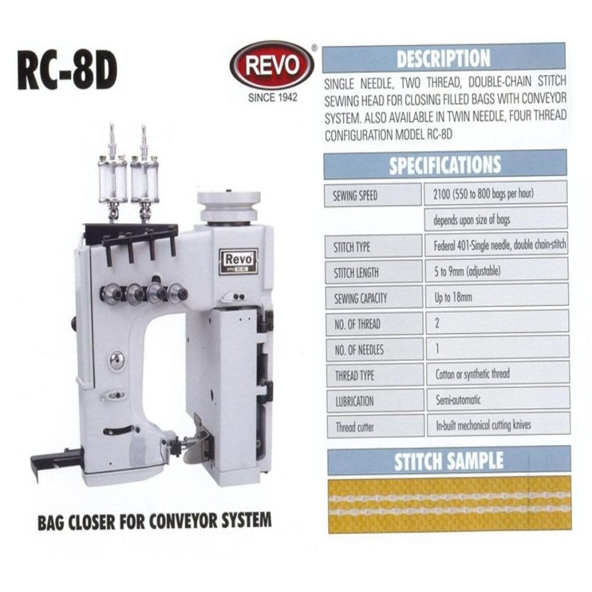 230VAC New Revo RC-8D Head Stitching Machine, For Heavy Material