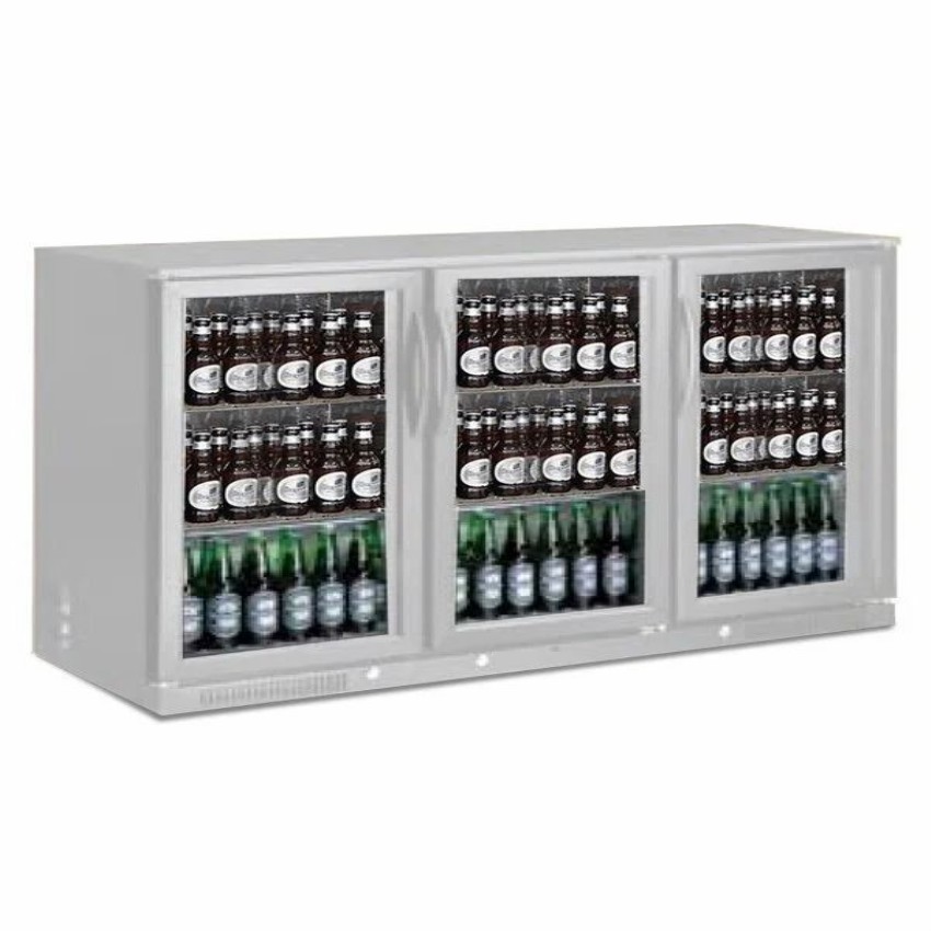 3 Three Door Back Bar in Stainless Steel