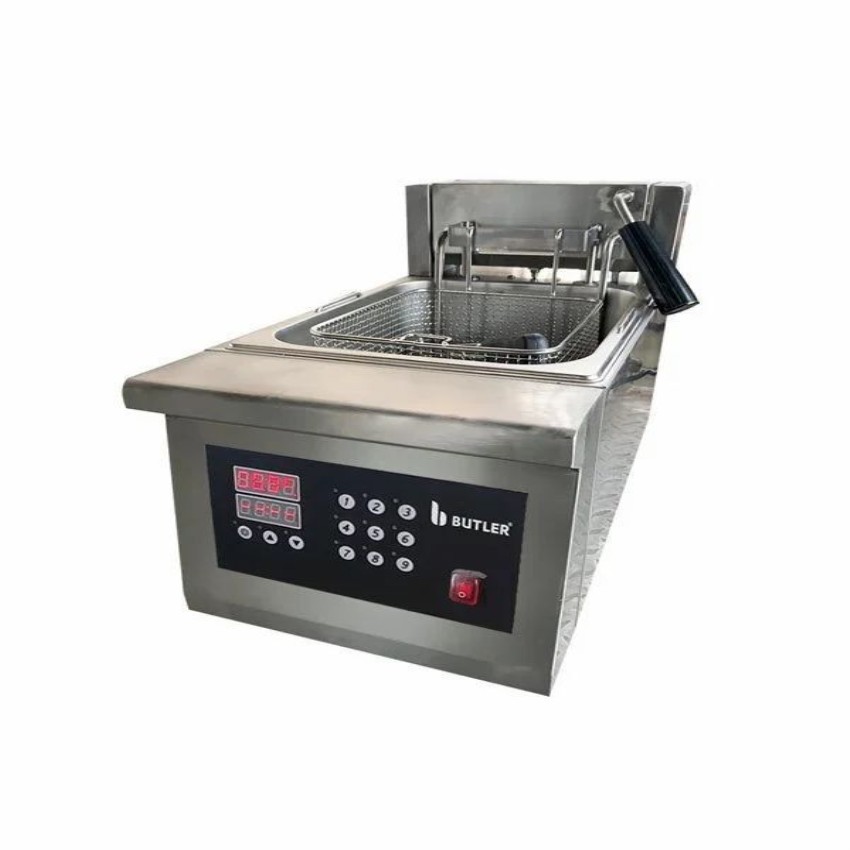 8 litre Single Tank Electric Fryer with digital controls and auto lift feature & drain out tap