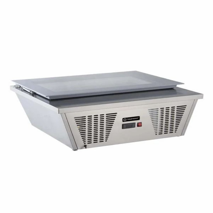 Desktop Flat Glass Ice Cream Scooping Display with LED Lighting and 4 x 5L pans