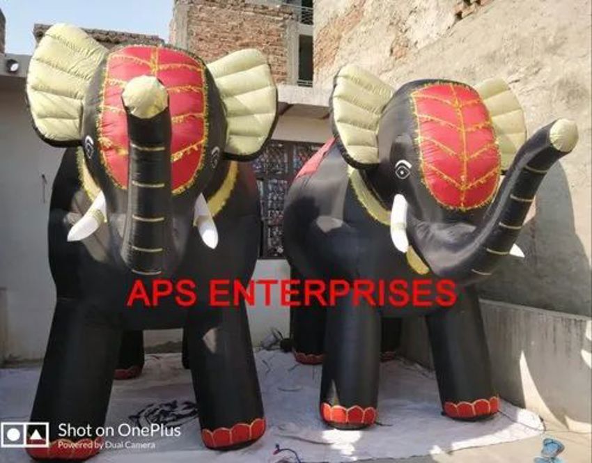 Perachute Fabric BLACK AND WHITE Inflatable Elephant Balloon, For Enterance, Size: 8 Feet