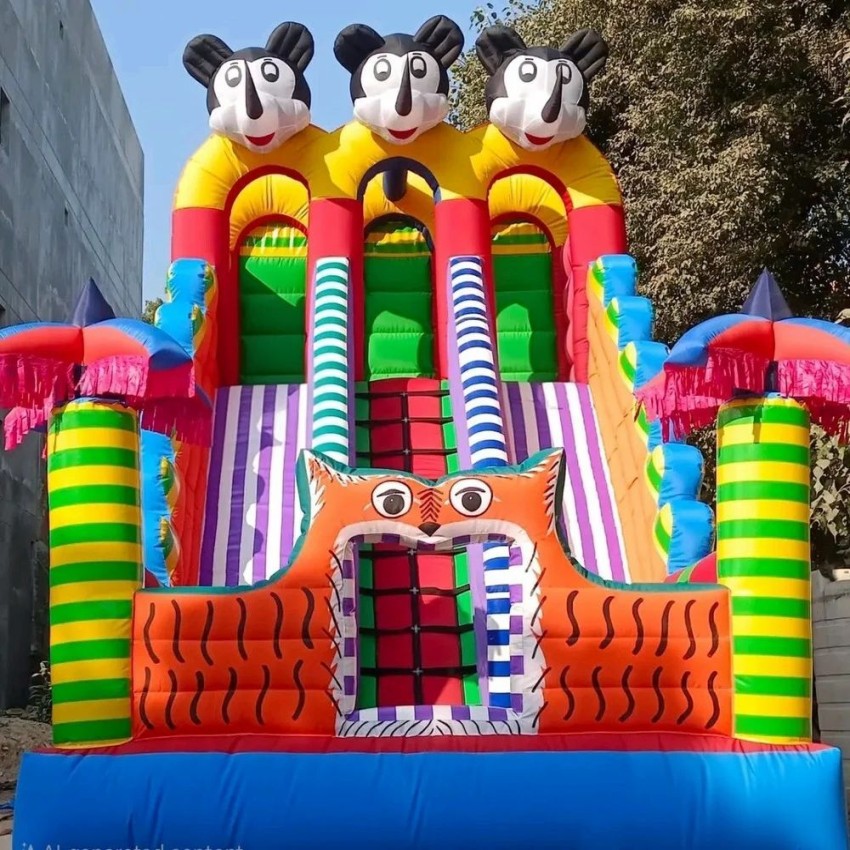 PVC 3 Line Fun Inflatables Bounce Castal, Size/Dimension: Size 12X18