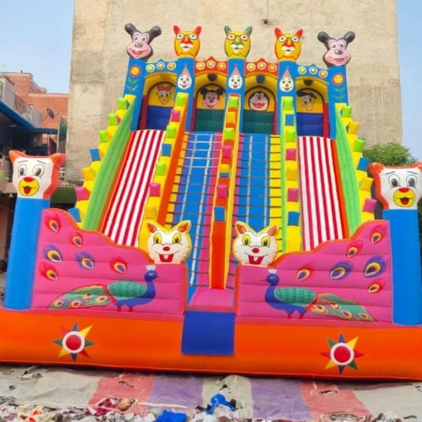 PVC Coated Fabric 4 Seliding Fun Inflatables Bouncy Castles