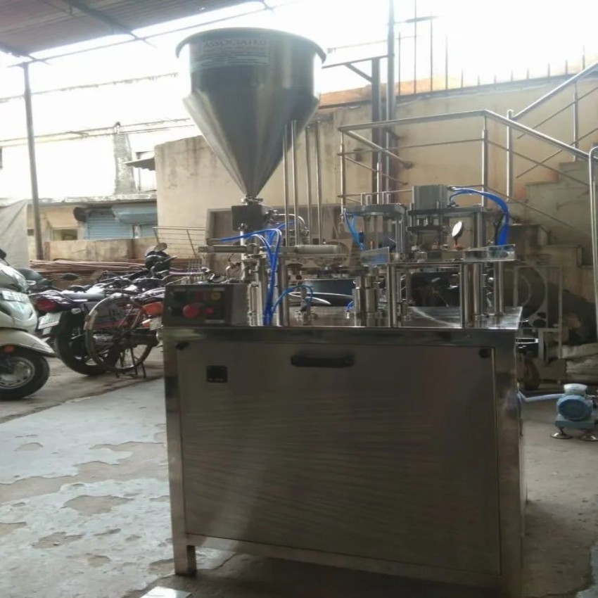 Rotary Lassi Cup Filling And Sealing Machine