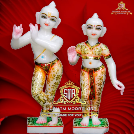 12 inch Marble Iskcon Radha Krishna Statue
