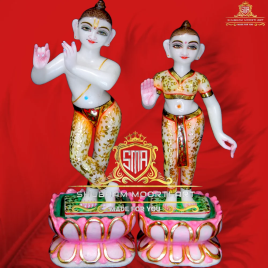 15 Inch Marble Iskcon Radha Krishna Statue