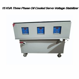 15 KVA Three Phase Oil Cooled Servo Voltage Stabilizer, For Industrial