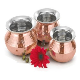 2 Pieces Round Stainless Steel Hammered Serving Handi, For Home, Size: Standard