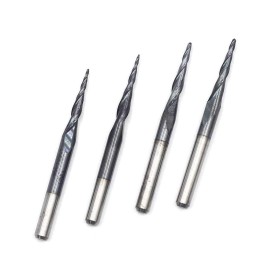 2 Solid Carbide Taper Ball Nose, 1-4mm