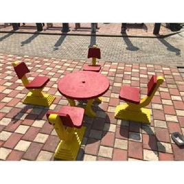 Red And Yellow RCC Garden Table Set