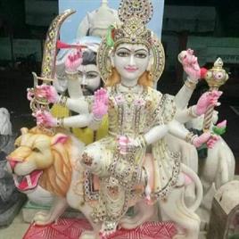 White Marble Durga Maa Statue 48 Inch
