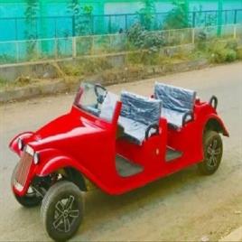 4 Seater Red Battery Operated Vintage Golf Cart, 60km, Vehicle Model: EV04R
