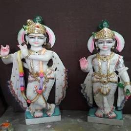 White Marble Radha Kirshan Statue 36 Inc - Makrana Marble
