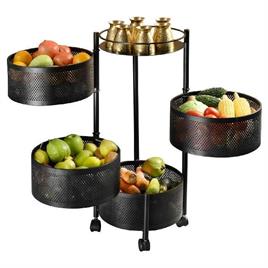 Mild Steel Round Wheeled Fruits Vegetables Basket Storage Rack, Size/Dimension: Available