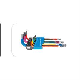 HT1W806 9-piece hex keys set, long arm, colour coded