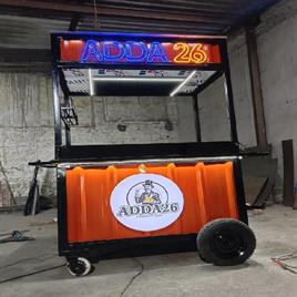 Orange (Base) Mild Steel Moctail Food Cart, Load Capacity: 100 kg