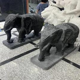 White and Black Marble Elephant Statue