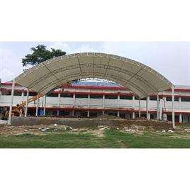 Tensile stage covering structure