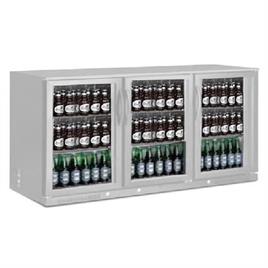 Three Door Back Bar in Stainless Steel
