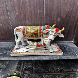 Marble Dust 12 Inch Cow With Calf
