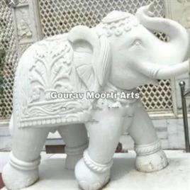 White Marble Elephant Statue